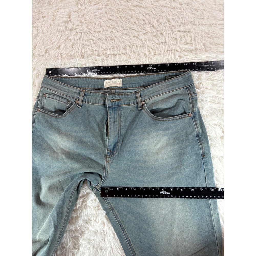 Smith & Mills Mens Straight Leg Jeans Medium Wash Blue Stretch Denim Size 38x30 - Picture 10 of 11
